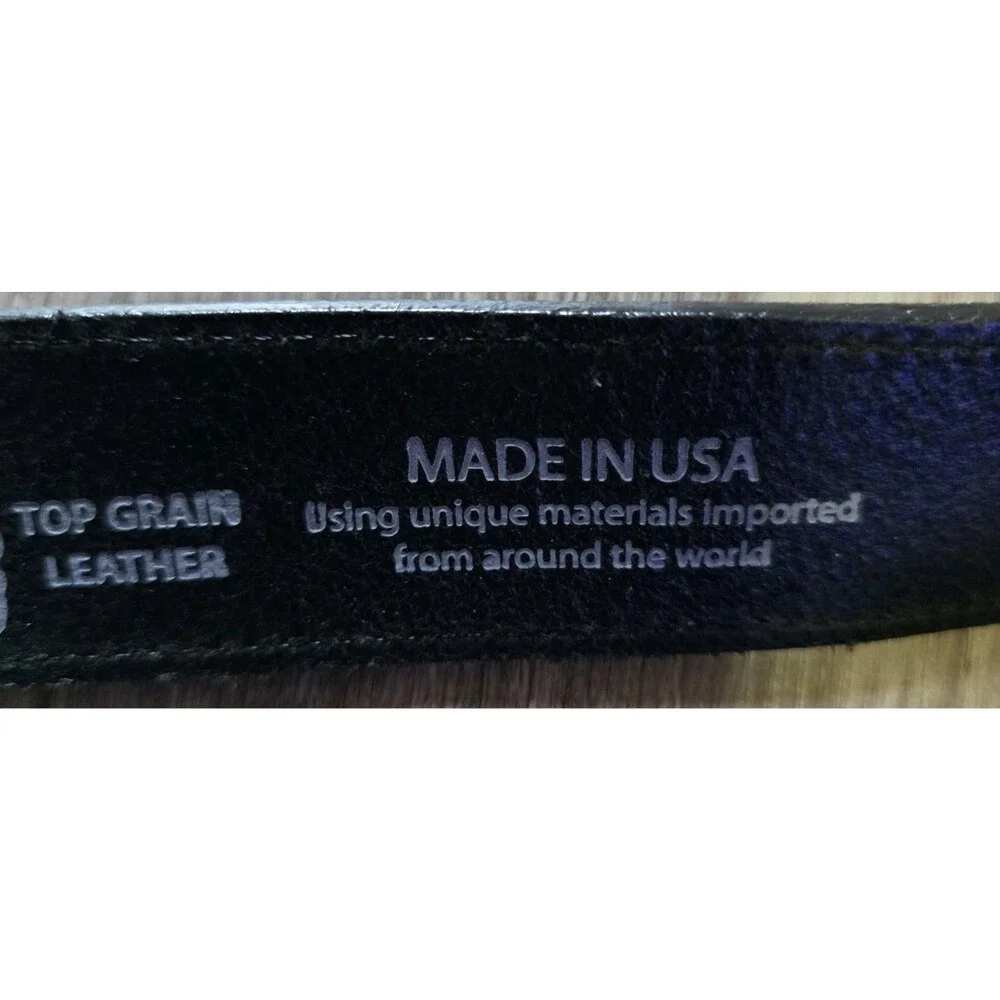 Tony Lama Mens 38 Black Top Grain Leather Floral Belt Silver Turquoise Buckle
